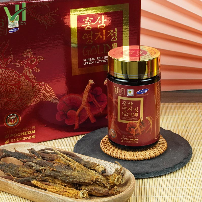 Cao Hồng Sâm Linh Chi Pocheon Hàn Quốc Hộp 240g x 2 lọ - Ảnh 4