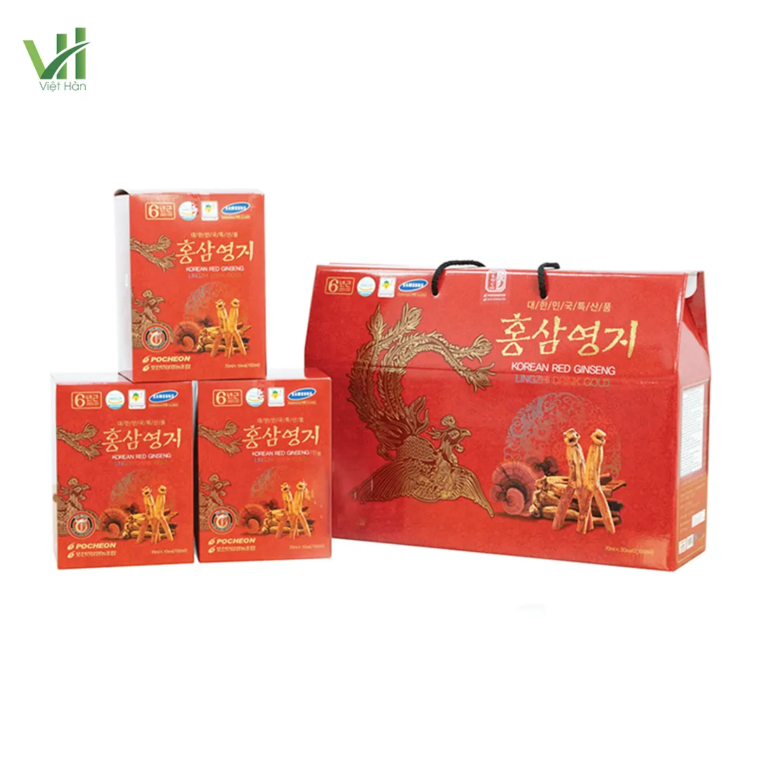 Nước Hồng Sâm Linh Chi Pocheon Hàn Quốc Hộp 70ml x 30 gói